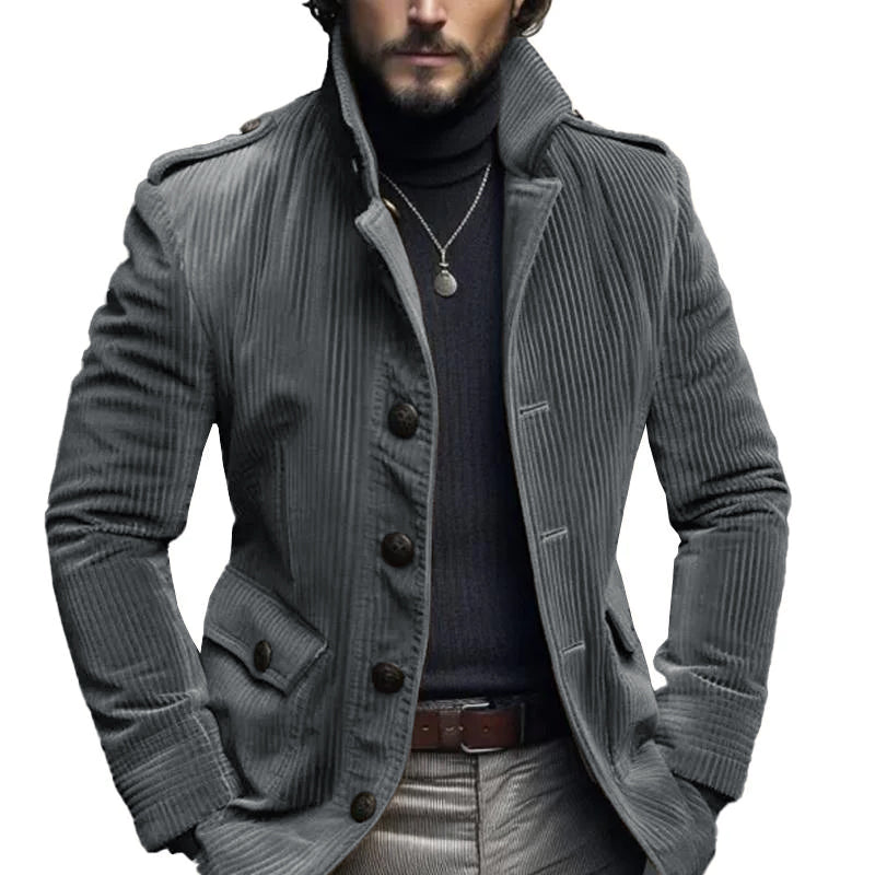Retro staande kraag blazer van corduroy 7G3K1L9B2