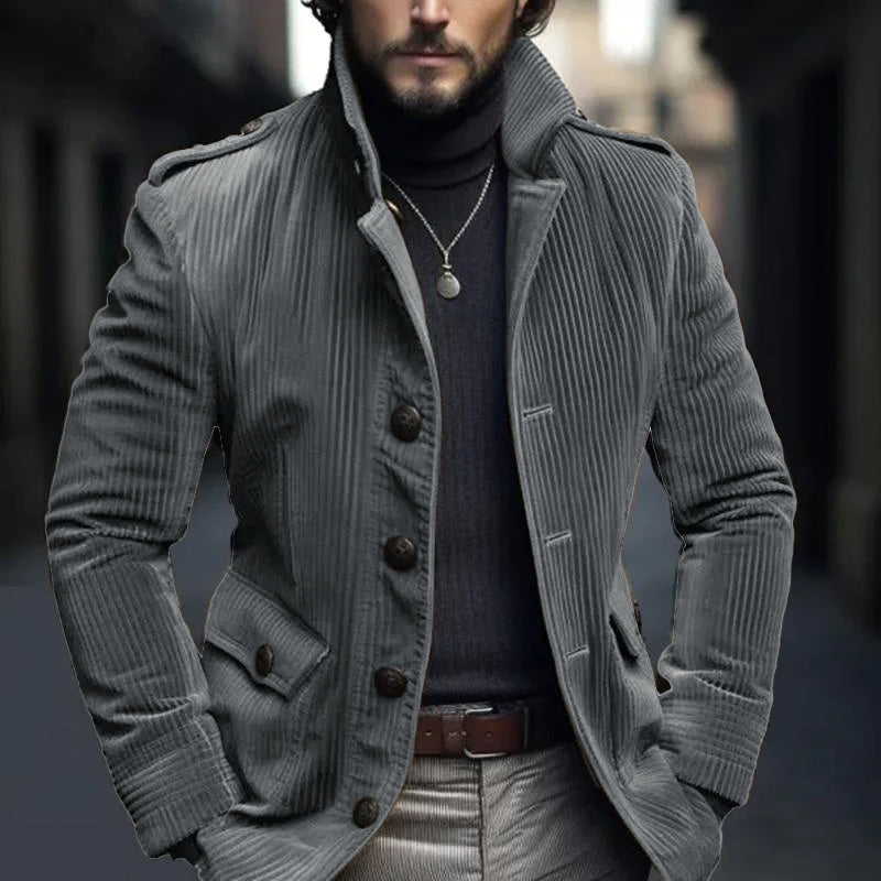Retro staande kraag blazer van corduroy 7G3K1L9B2