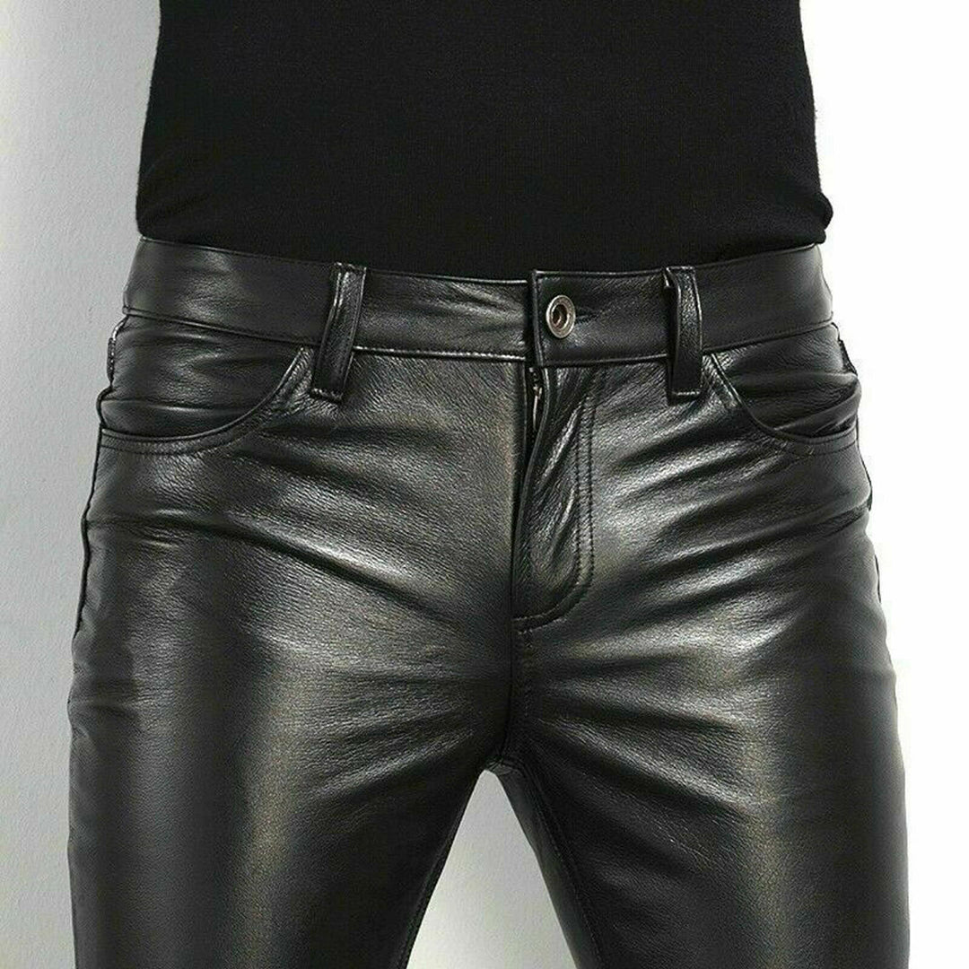 Zwarte leren broek van faux materiaal voor heren 4a5b6c7d8e