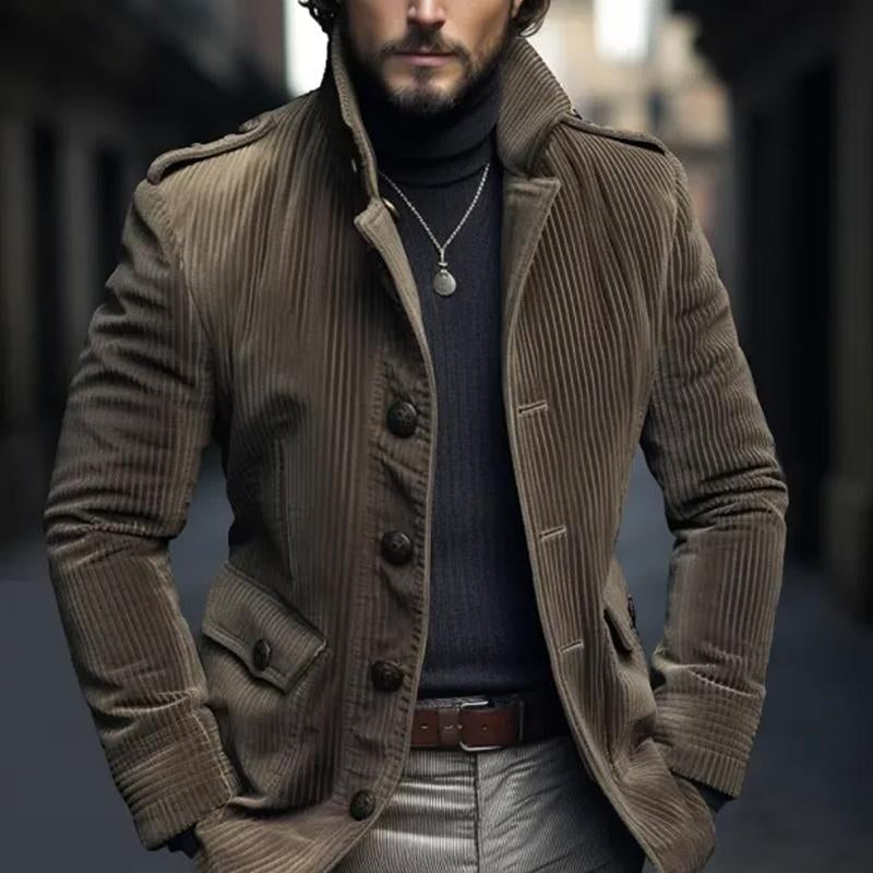 Retro staande kraag blazer van corduroy 7G3K1L9B2