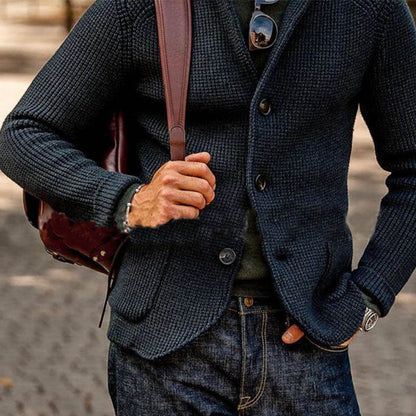 Casual gebreide blazer met staande kraag voor heren 4G7H2K1X9