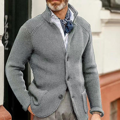 Casual gebreide blazer met staande kraag voor heren 4G7H2K1X9