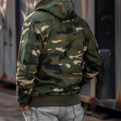 Heren Camouflage Hooded Multi-zak Rits Cargo Jas 9K2L5M3B1