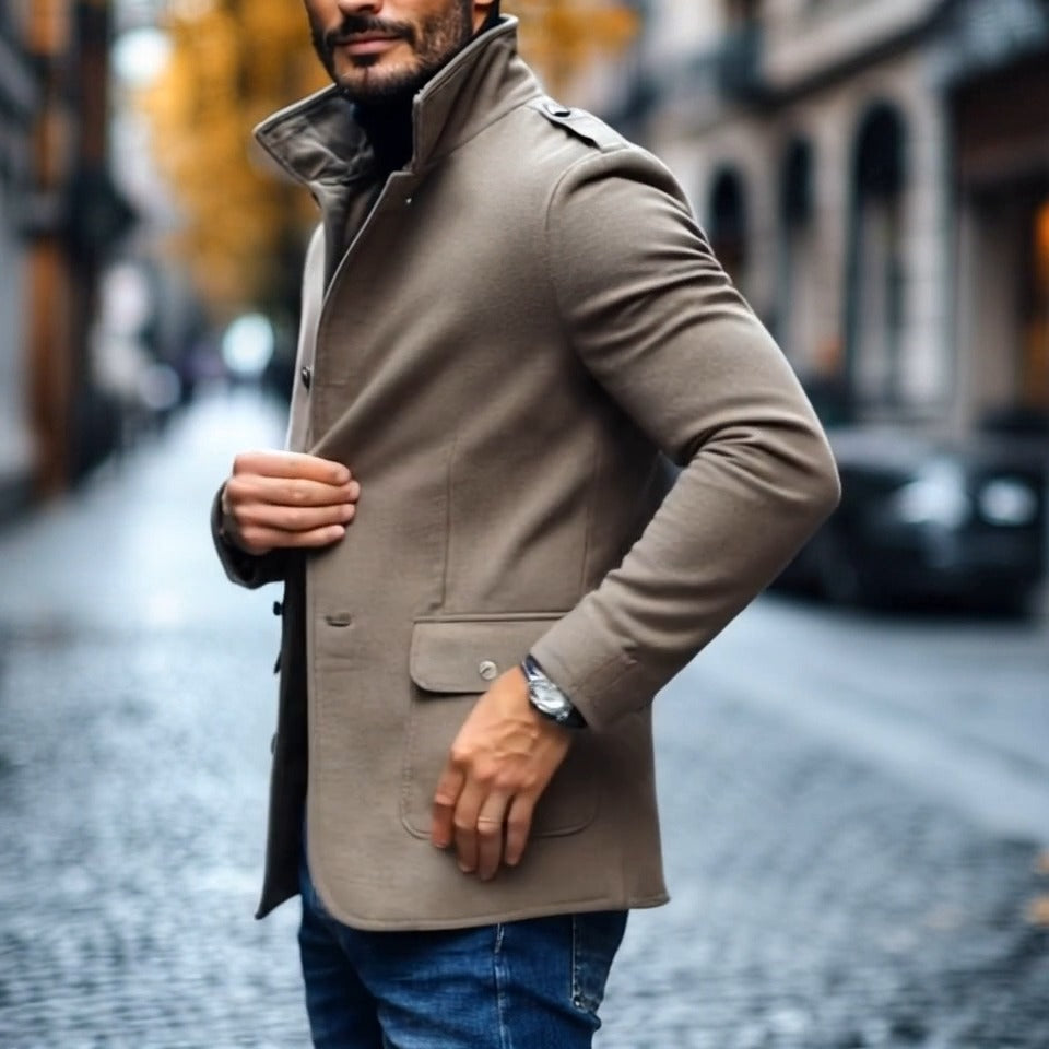 Heren Slimfit Jas met Revers in Wolmix 8472BJK3