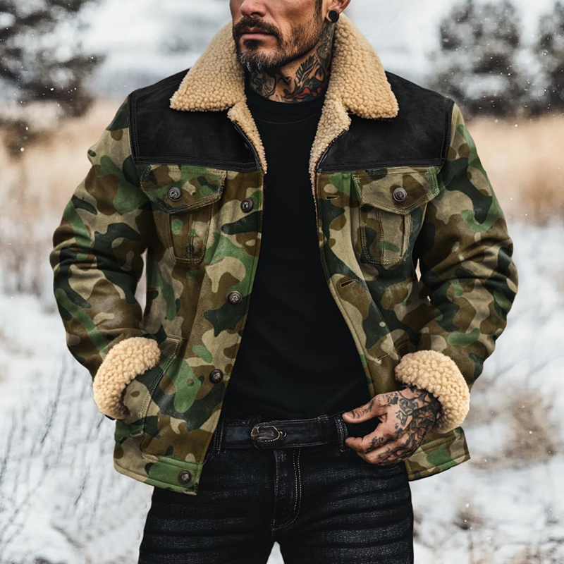 Heren Camo Suède Fleece Jas 9B3K8L2D1