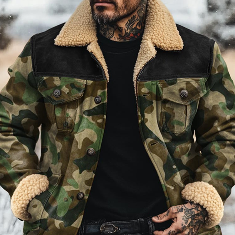 Heren Camo Suède Fleece Jas 9B3K8L2D1