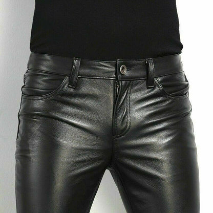 Zwarte leren broek van faux materiaal voor heren 4a5b6c7d8e