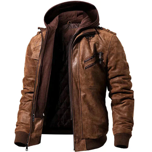 Elegante Heren Winterjas van Leer 4D2F8J1