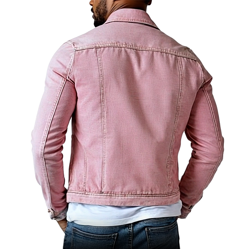 Heren Roze Retro Spijkerjas 8F3D1L5K9