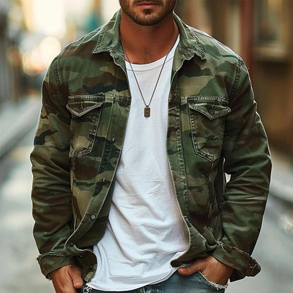 Heren Camouflage Canvas Retro Jas 9F3K8L2M1