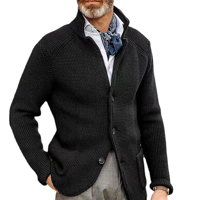 Casual gebreide blazer met staande kraag voor heren 4G7H2K1X9