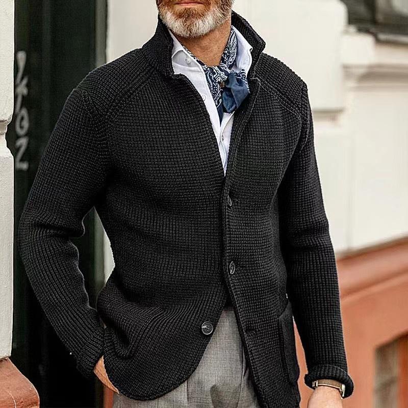 Casual gebreide blazer met staande kraag voor heren 4G7H2K1X9