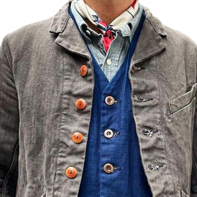 Heren Vintage Revers Multi-Zak Effen Jas 8J3K5L2M9