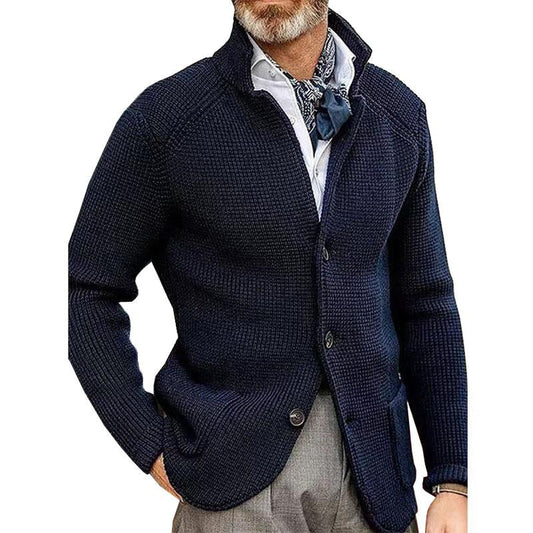 Casual gebreide blazer met staande kraag voor heren 4G7H2K1X9