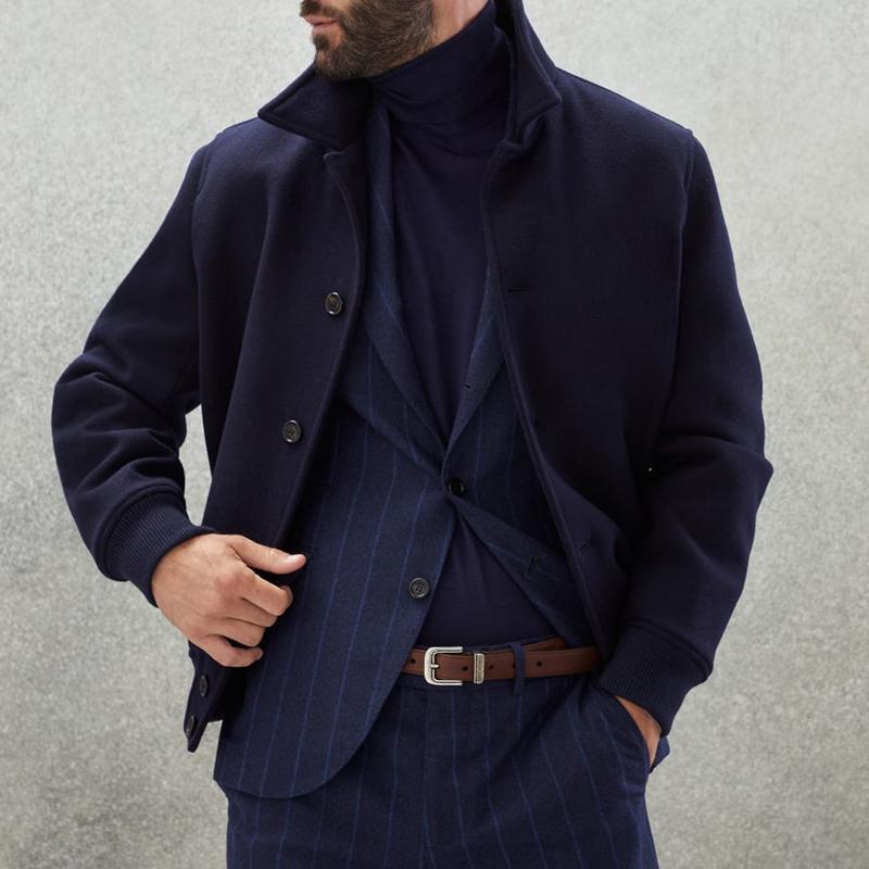Heren Casual Jas van Wolmix met Staande Kraag 4F9D3K8B1