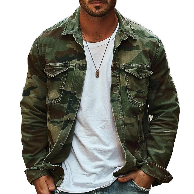 Heren Camouflage Canvas Retro Jas 9F3K8L2M1
