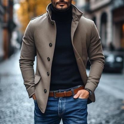 Heren Slimfit Jas met Revers in Wolmix 8472BJK3