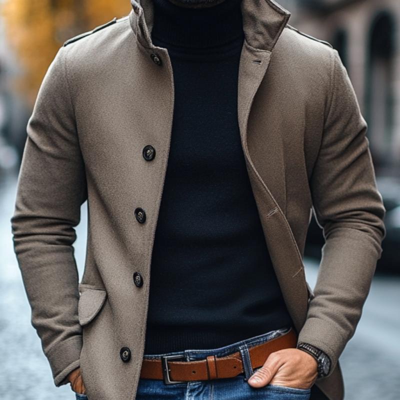 Heren Slimfit Jas met Revers in Wolmix 8472BJK3