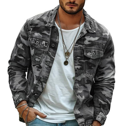 Heren Camouflage Canvas Retro Jas 9F3K8L2M1